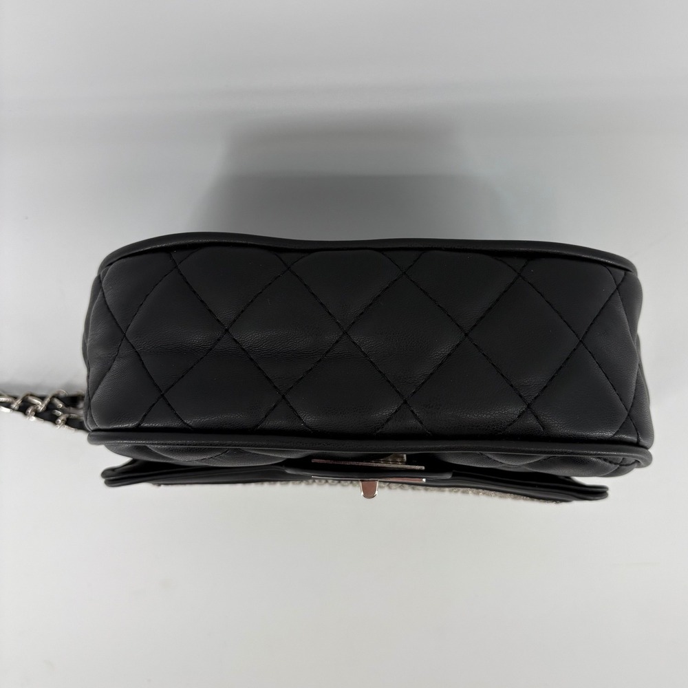 Bam Forever Black Quilted Rhinestone Flap Crossbody Bag - Excellent Condition - Picture 7 of 11